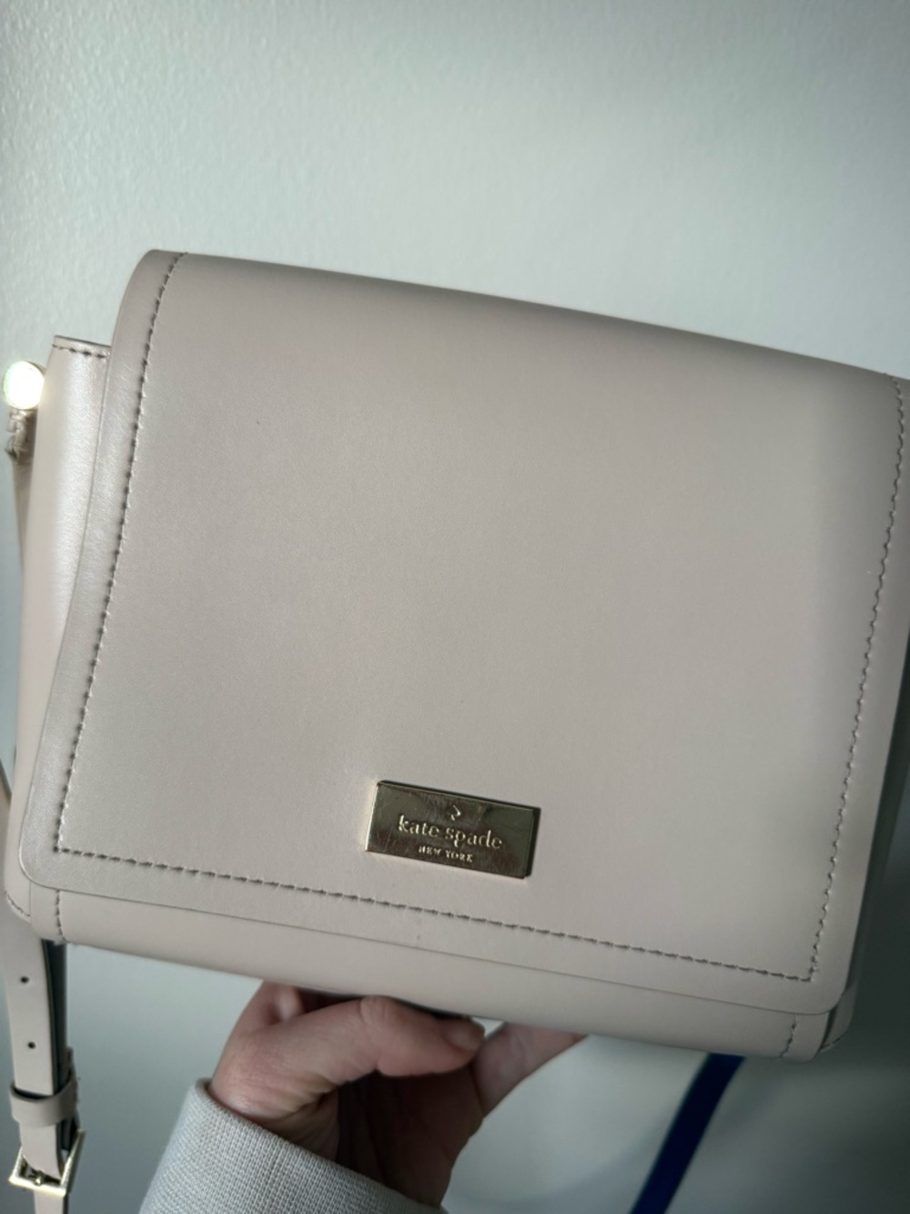 kate spade Blush Pink Leather Flap Crossbody with Gold Plaque